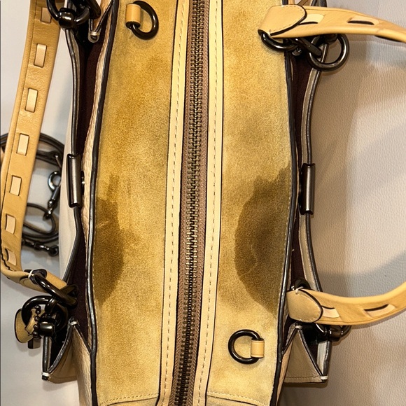 Coach Dreamer 36 Colorblock Suede Cream and Tan Satchel Bag - Picture 7 of 17